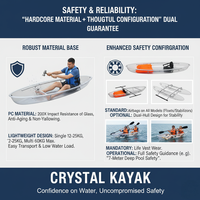 Kayak transparent de haute qualité pour 2 personnes, coque en polyéthylène, bateau cristallin pour jeux aquatiques, kayak individuel pour touristes en station balnéaire