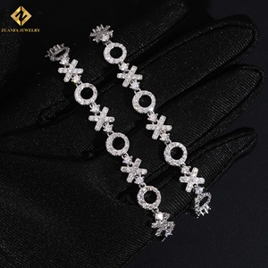 Shine Hio Hop Jewelry XO <b>Silver</b> <b>Bracelet</b> Moissnaite Diamond <b>Solid</b> 925 <b>Silver</b> Moissanite DVVS <b>Bracelet</b> GRA Certificate - Product Image 2