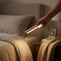 Applique Murale LED Magnétique Sans Fil Rotative à 360° en Bois, Rechargeable, Portable, Contrôle Tactile, Gradation Continue, Style Contemporain