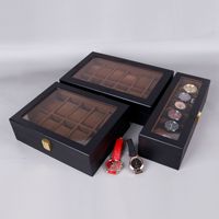 Boîte de rangement en bois pour montre mécanique haut de gamme, modèle PAVIA, peinture noire mate