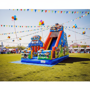 Château gonflable pour enfants sur le thème de Pat'Patrouille, parc gonflable personnalisé avec toboggan, Fun City - Product Image 1