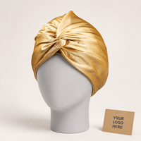 Bonnet de nuit en soie de mûrier torsadé avec nœud, turban en satin, bande élastique froncée, 6 couleurs, vente en gros, logo personnalisé, OEM, ODM