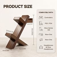 Support pour équipement de jeu 3-en-1 en bois avec base antidérapante pour manettes et casque PS5 Xbox Switch