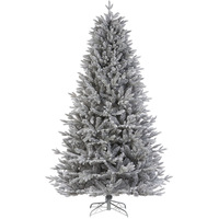 8FT Großer beflockter LED-Weihnachtsbaum für Innenräume, Weihnachtsdekoration mit Schnee-Effekt, PE-PVC-Weihnachtsbaum mit Beleuchtung