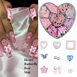 Breloque 3D en résine pour ongles, 1 boîte, accessoire pentagramme, accessoire mixte, rose, blanc, creux, pour manucure - Product Image 2