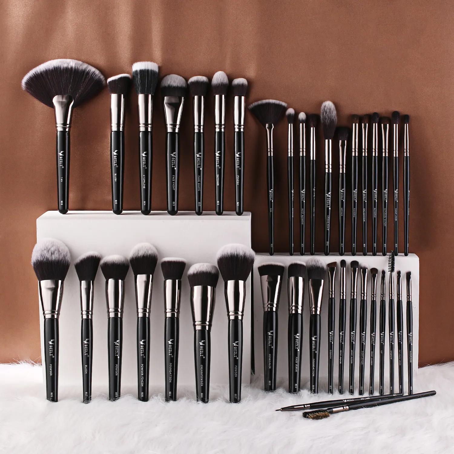 BEILI Luxus 40 Stück professionelles Individuelles Logo Make-Up Pinsel-Set Kits Kosmetik schwarzes Ziegenhaar Mischpinsel Eigenmarke