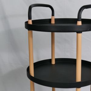 <span class=keywords><strong>Table</strong></span> de Salon Pliante Moderne Noire à Trois Niveaux avec 4 Roues en Plastique et Bois pour Chambre, Salon, Chevet et Utilisation en Salon de Coiffure - Product Image 5