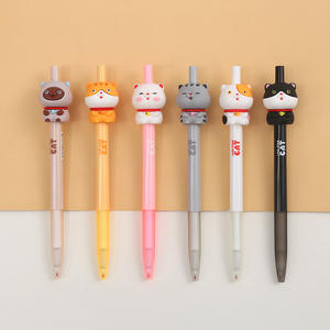 Pena Retractable Seri Kucing Lucu Kawaii - Kucing Keberuntungan, Pena Tekan Kucing Tabby, Pena Tanda Tangan Kucing Peliharaan yang Menggemaskan - Product Image 2