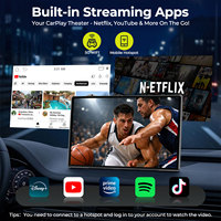 Écran CarPlay sans fil de 9 pouces LAMTTO avec prise en charge des applications NetFlix YouTube, Apple Carplay, Android Auto, navigation avec caméra de recul