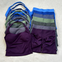 Ensemble de sport et yoga sans couture personnalisé avec logo pour femme – Soutien-gorge de sport dos nu à séchage rapide et short d'entraînement – Idéal pour la course, le fitness et les activités sportives