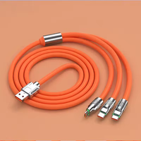 Nouveau câble de données de charge rapide USB 3 en 1 6A 120W en alliage de zinc Silicone PVC USB câble de charge rapide pour téléphone portable