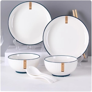 Trắng nổi sứ cổ điển Bộ đồ ăn đặt cho nhà hàng sử dụng Salad & súp Bát máy rửa chén & lò vi sóng an toàn - Product Image 5