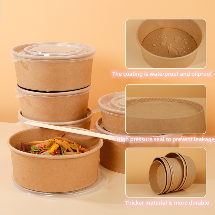 Custom Printed Cardboard Bowl Plate Personalized Food Grade Packaging Salad Snack UV Coating Embossing Handled Custom Color