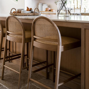 Vente en gros Chaise <span class=keywords><strong>de</strong></span> <span class=keywords><strong>bar</strong></span> <span class=keywords><strong>de</strong></span> salle à manger en bois massif et <span class=keywords><strong>rotin</strong></span> naturel Chaises <span class=keywords><strong>de</strong></span> restaurant Échantillon moderne au design nordique - Product Image 3