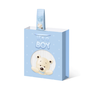 9905 <b>Medium</b> 3D <b>Gift</b> <b>Bag</b> Baby Boy Girl Paper <b>Bag</b> With Crown And Bear Design For Baby Shower Party - Product Image 2