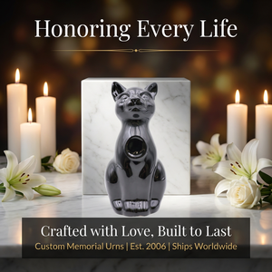 Custom Handmade Ceramic <strong>Cat</strong> Memorial <strong>Urn</strong> for Pet Ashes Handcrafted Animal Cremation Keepsake <strong>Urns</strong> Biodegradable Burial Container - Product Image 2