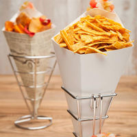 Disposable Waterproof Biodegradable Eco-Friendly Single Wall French Fries and Chips Paper Cone Snack Food Packaging Kraft Paper