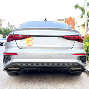 ดิฟฟิวเซอร์หลังทรง S-Line สำหรับ Audi A3 8Y รุ่นปี 2021-2024 แบบ Sedan  สปอยเลอร์มุมท้าย  สไตล์แต่ง  สีดำ Piano Black  ลายคาร์บอนไฟเบอร์  แบบด้าน - Product Image 2