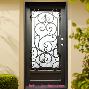 Quadratische Top Bestseller <span class=keywords><strong>Design</strong></span> elegante Schmiedeeisen einzelne Eingangstür - Product Image 5