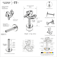 Piercing d'oreille plat en titane G23 avec symbole chinois « Patience », hypoallergénique ASTM F136, pour cartilage, tragus, hélix, plaqué or