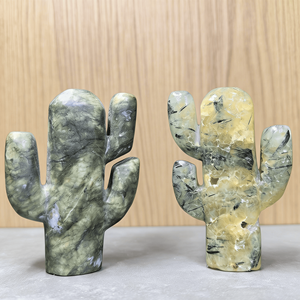 Prix d'usine Pierres <span class=keywords><strong>de</strong></span> quartz rose naturel, Agate mousse, Préhnite, Plante en cristal, Matériaux mixtes, Sculpture <span class=keywords><strong>de</strong></span> cactus pour cadeaux - Product Image 2