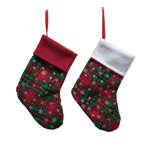 Christmas Tree Decor Socks Bauble Xmas Party Hanging Sock Ornament <b>Decoration</b> <b>Snowflake</b> Plaid New Year Navidad Decor Bag - Product Image 5