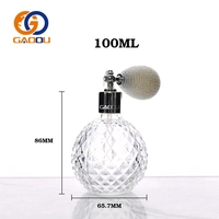 Flacon de parfum de luxe vintage en verre avec atomiseur découpé et bouchon à vis, capacité 100 ml, pour sérum de soin, blush et poudre libre
