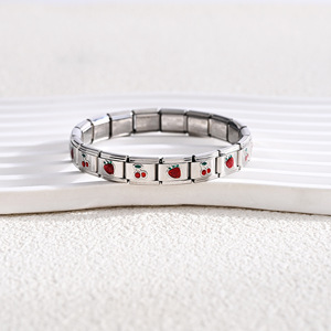 Modular Charm Bracelet For Women 18K Gold Strawberry Cherry Fruit Design Stainless Steel Jewelry Gift - Product Image 4