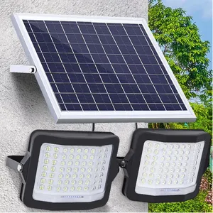 QN-2ST252B Solar Flood Lights Outdoor Remote Dual 7500K Dusk To Dawn Solar Security Lamp IP65 Waterproof For Barn Pool Garage