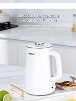 Bouilloire électrique sans fil en acier inoxydable 304 de 1,5 L, 1500 W, arrêt automatique, base rotative à 360°, usage domestique, hôtelier et commercial