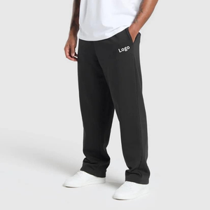 Pantalones de chándal de algodón de talla XL de alta calidad, pantalones de chándal de peso pesado con logotipo personalizado, pantalones de chándal de punto de cintura media y pierna ancha, fabricante - Product Image 1