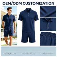 Ensemble polo tricoté décontracté pour homme, hauts à manches courtes et shorts, tenue d'été deux pièces, séchage rapide, style urbain, vêtements de golf