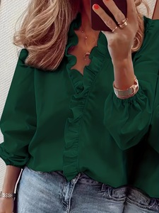 <span class=keywords><strong>Blusa</strong></span> Elegante de <span class=keywords><strong>Manga</strong></span> <span class=keywords><strong>Larga</strong></span> para Mujer, Color Blanco Sólido, en Oferta - Product Image 3