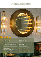 Applique murale moderne à LED avec miroir infini et finition laiton antique pour usage domestique et commercial – Design de miroir infini haut de gamme