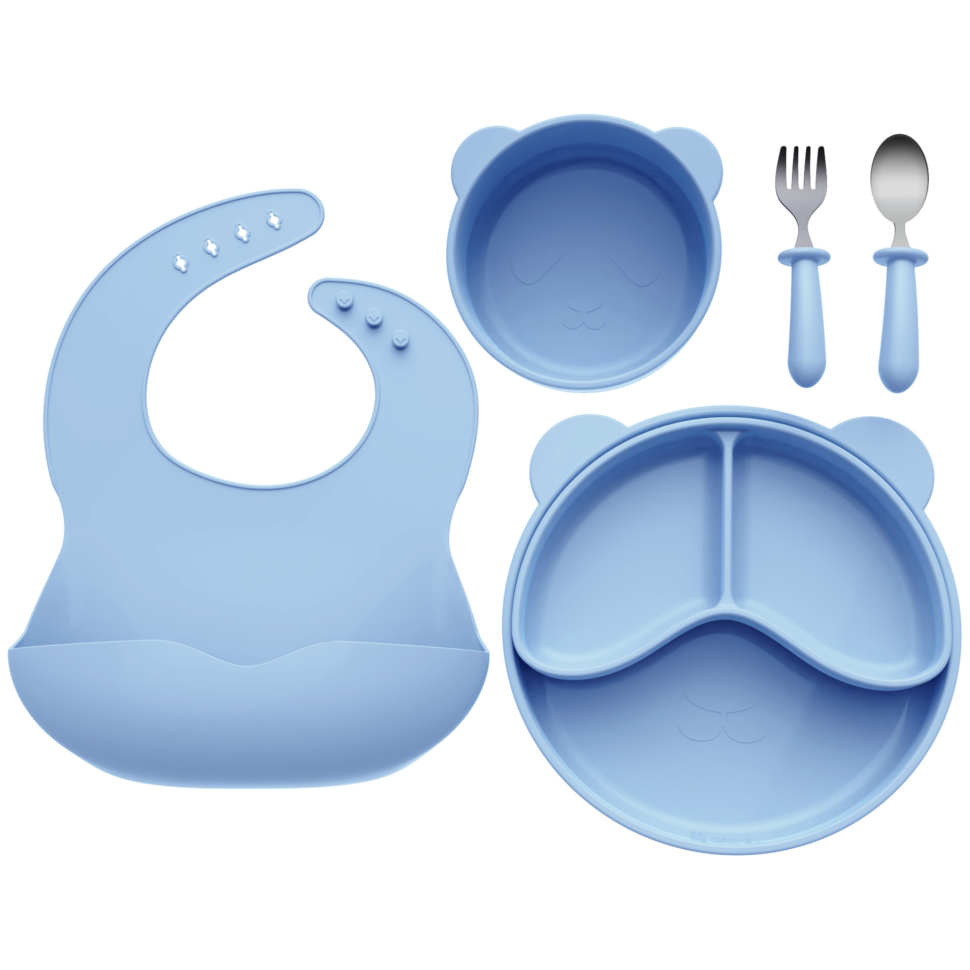 Six-piece cutlery set - light blue