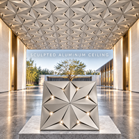 Panneaux de plafond en aluminium sculpté 3D compatibles avec les luminaires encastrés, motif géométrique, plafond métallique pour hall de luxe