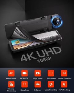 4K + 2K 12Inch Chiếu Hậu Gương Lái Xe Ghi Âm Tiện Ích 2024 Xe Ô Tô Hộp Đen Video Máy Ảnh Xe Hơi Dash Cam Phía Trước Và Phía Sau 4K - Product Image 2