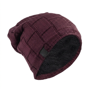 Unisex Winter <b>Beanie</b> 100% Acrylic Hand Knitted Solid Red Warm Casual Outdoor <b>Hat</b> for Adults 56-58CM - Product Image 5
