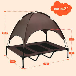 Proveedores indestructible marrón transpirable elevada cama calmante perro masticar malla de enfriamiento resistente cama elevada para mascotas con dosel - Product Image 2