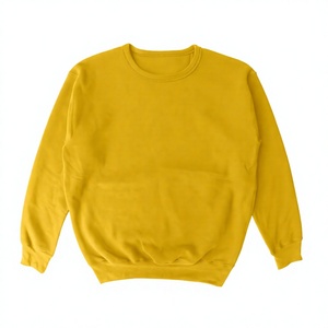 เสื้อสเวตเชิ้ตคอกลมสีเหลืองมัสตาร์ดสำหรับผู้ชาย ทรงปกติ แขนยาว สวมใส่สบาย ผ้าถักเนื้อฝ้าย สีพื้น เหมาะสำหรับใส่ในฤดูใบไม้ร่วง - Product Image 1