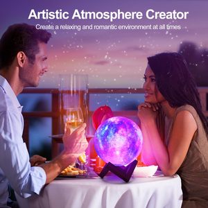 Lámpara De Luna J & <span class=keywords><strong>R</strong></span>, regalo de luz lunar de PVC recargable 16 colores cambio táctil remoto impresión 3D globo Luna luz LED 3D lámpara de Luna - Product Image 5