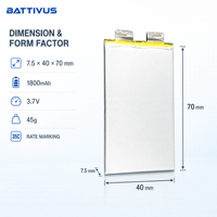 Cellule de batterie LiPo à décharge élevée 3.7V 1800mAh 35C et 5000mAh 70C, vente en gros, pour modèles de voitures RC, cellule nue en sachet, OEM