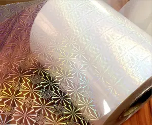 holographic rainbow hot foil stamp heat transfer transparent roll paper for plastic textile and leather