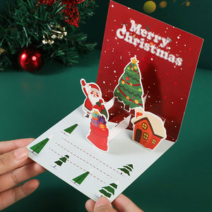 3D Merry Christmas Greeting Card Set New Stocking Stuffers Blank Envelope Party Birthday Gift - Product Image 1