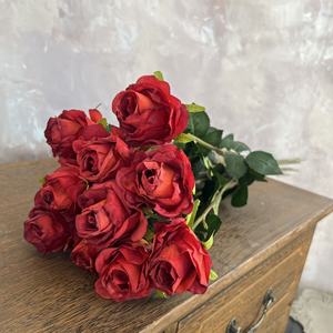 Ramo <span class=keywords><strong>de</strong></span> Rosas Artificiales <span class=keywords><strong>de</strong></span> Seda al por Mayor, 10 Cabezas, Flores Artificiales para Decoración del Hogar y Bodas, Ramo <span class=keywords><strong>de</strong></span> Rosas Artificiales Color Rosa Empolvado - Product Image 5