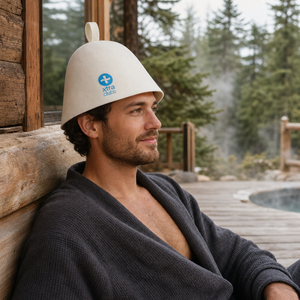 Chapeau de sauna en feutre de laine <span class=keywords><strong>personnalisé</strong></span> brodé couleur crème naturelle, chaud et sans couture, pour banya russe, hammam et spa - Product Image 1