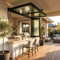 Ventanas Plegables de Aluminio con Doble Acristalamiento Modernas y Personalizadas para Balcón Residencial, Ventanas Bi-Plegables de Vidrio con Aislamiento Acústico