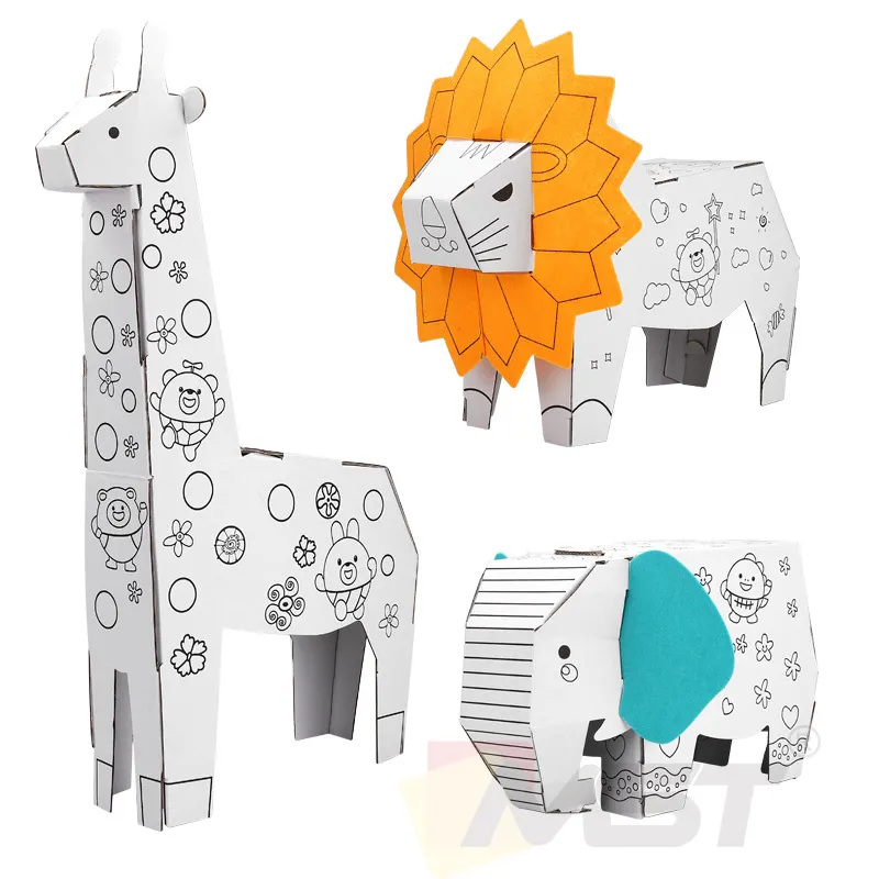 Jouets de dessin en carton 3D pour enfants, jeu de peinture coloré, jouets Montessori pour tout-petits avec son