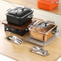 Chafing Dish Kotak Hitam, Pemanas Makanan Buffet Stainless Steel dengan Sistem Pemanas Uap Air dan Tutup untuk Hotel, Restoran, Katering, dan Pesta