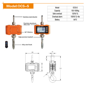 Balance numérique suspendue pour grue 100kg-1000kg, grand écran LCD rétroéclairé 22mm, jauge de <span class=keywords><strong>force</strong></span> multi-plaques, crochet en acier, test de calibration, OEM/ODM - Product Image 4